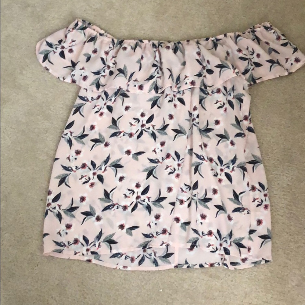 flowy flower off the shoulder top